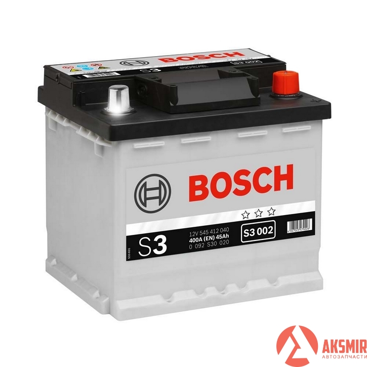 BOSCH 0092S30020 — Автомобильный аккумулятор Bosch S3 0092S30020 45Ah 400A R+