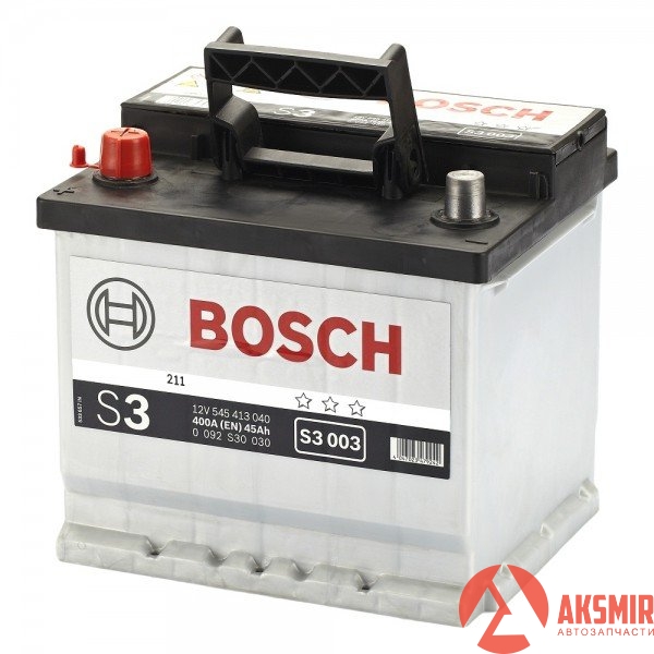 BOSCH 0092S30030 — Аккумулятор автомобильный Bosch S3 0092S30030 45Ah 400A L+