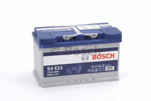BOSCH 0092S40110 — Аккумулятор BOSCH 12В 80Ач/740А S4 (R+ стандартные клеммы) 315x175x190 B01 - монтажный фланец 10.5мм (пусковой)