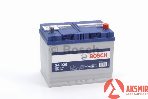 BOSCH 0092S40260 — Аккумулятор BOSCH 12В 70Ач/630А S4 (R+ стандартные клеммы) 261x173x225 B13 - монтажный фланец 10.5мм (пусковой)
