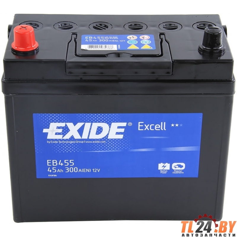 EXIDE EB455 — Аккумуляторная батарея 45Ah/330A (237x127x227/+L/B00) Excell Азия