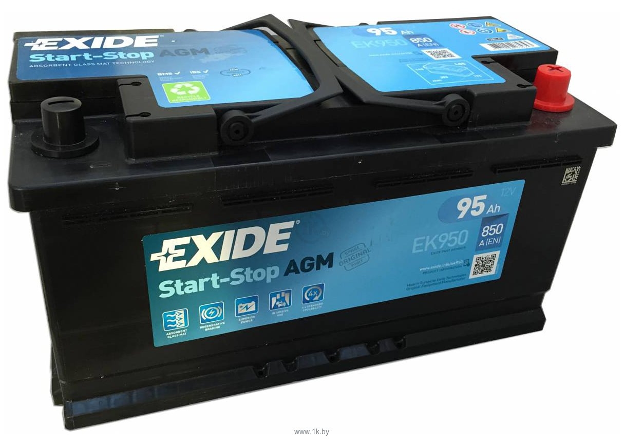 EXIDE EK950 — Аккумулятор Exide  "Micro-Hybrid AGM", 12В 95А/ч