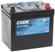 EXIDE EL604 — Аккумулятор EXIDE 12В 60Ач./520А START&STOP EFB (R+ стандартные клеммы) 230x173x222 B00 - без монтажного фланца (efb)